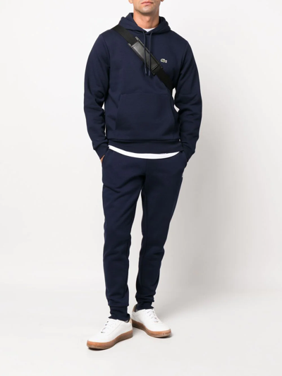 Lacoste Hoodie With Logo Patch In Blue