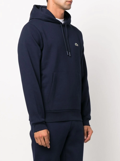 Lacoste Hoodie With Logo Patch In Blue