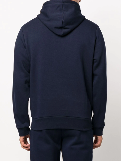 Shop Lacoste Logo-patch Fleece Hoodie In Blue