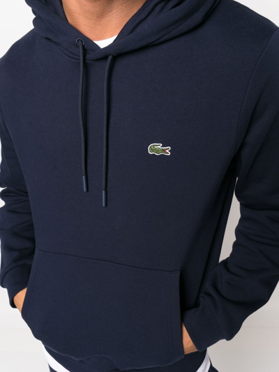 Lacoste Hoodie With Logo Patch In Blue