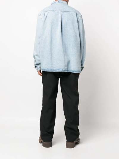 Shop Y/project Logo-embroidered Oversized Denim Shirt In Blue