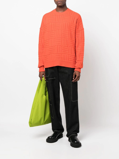 Shop Ambush Monogram Knitted Jumper In Orange