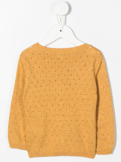 Shop Knot Penny Pointelle-knit Cardigan In Yellow