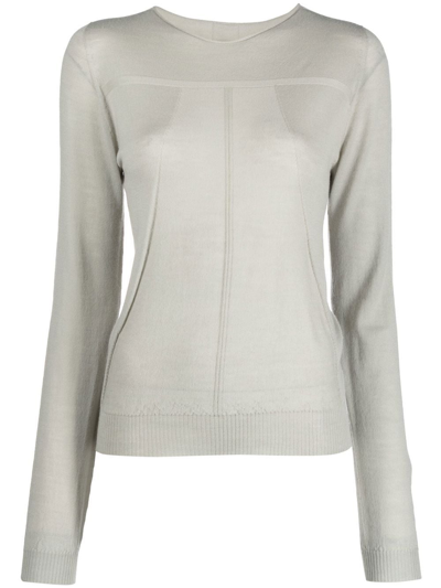 Shop Rick Owens Panelled Virgin Wool Jumper In Neutrals