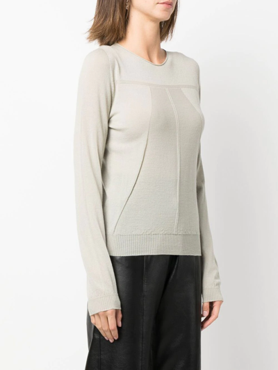 Shop Rick Owens Panelled Virgin Wool Jumper In Neutrals