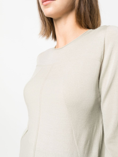 Shop Rick Owens Panelled Virgin Wool Jumper In Neutrals