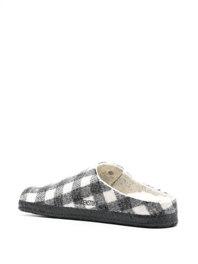 Shop Birkenstock Plaid Flat Sandals In Grey