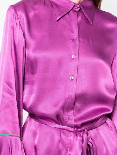 Shop Baruni Satin Blouse & Trousers Set In Purple