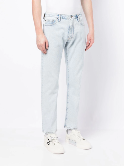 Shop Off-white Arrows-print Straight-leg Jeans In Blue