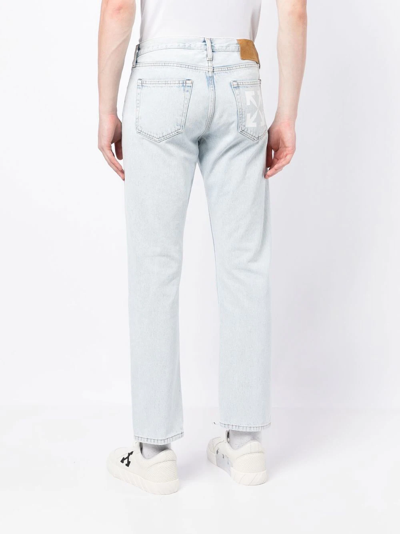 Shop Off-white Arrows-print Straight-leg Jeans In Blue