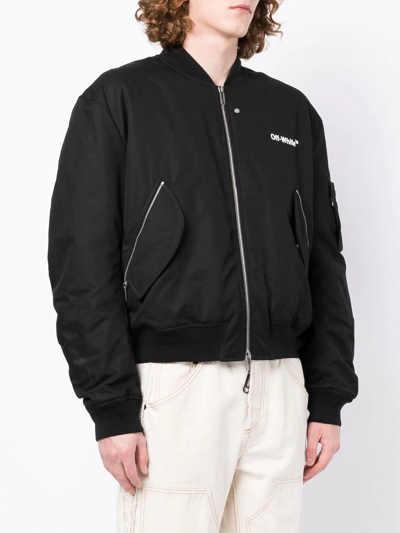 Off-white Diagonal Tab Bomber Jacket In Black