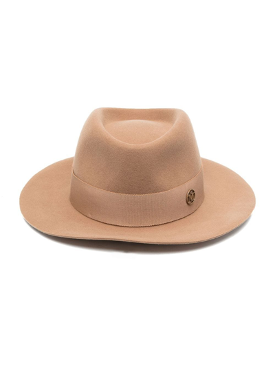 Shop Maison Michel André Felt Fedora Hat In Brown