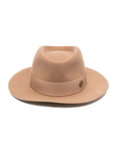 Maison Michel Virginie Felt Fedora Hat In Brown