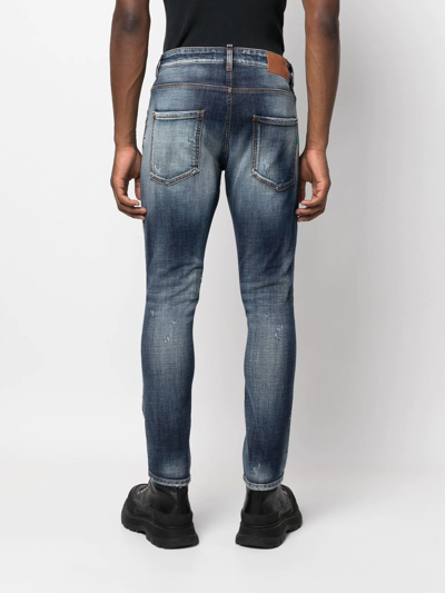 Shop Philipp Plein Stonewashed Skinny-cut Jeans In Blue