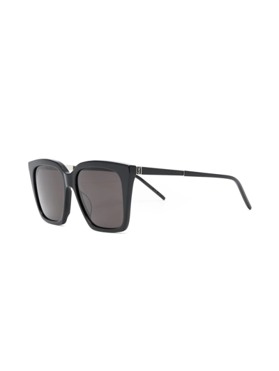 Saint Laurent Logo-plaque Detail Sunglasses In Black