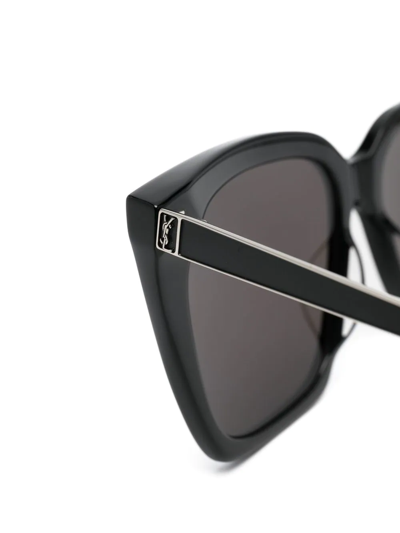 Saint Laurent Logo-plaque Detail Sunglasses In Black