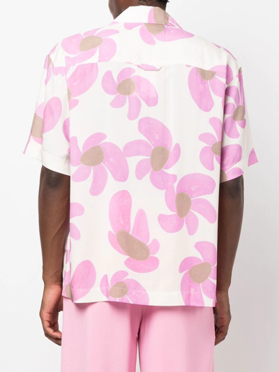 Shop Jacquemus Floral-print Short-sleeve Shirt In Pink