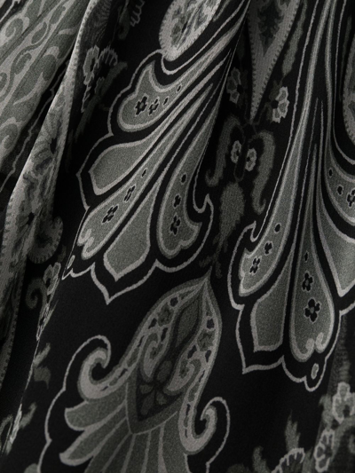 Etro Long Dress In Black Silk Chiffon With Paisley Print In Black