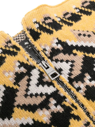 Shop Etro Intarsia-knit Zip-up Neckband In Yellow