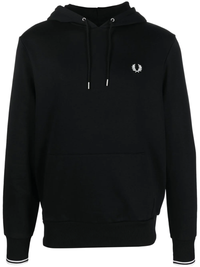 Shop Fred Perry Embroidered-logo Detail Hoodie In Black