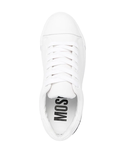 Shop Moschino Logo-patch Lace-up Sneakers In White