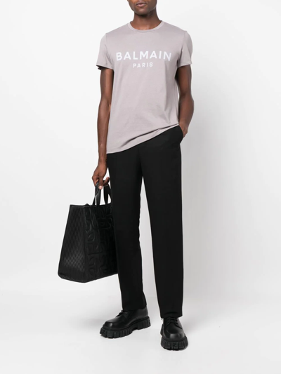 Balmain Logo-print T-shirt In Grau | ModeSens