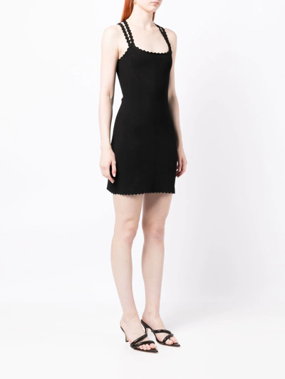 Shop Victoria Beckham Scalloped Cross-strap Mini Dress In Black