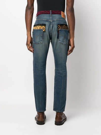Junya Watanabe Patchwork-design Slim-cut Jeans In Blue