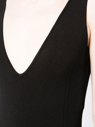 Shop Victoria Beckham Scalloped V-neck Bodysuit In Black