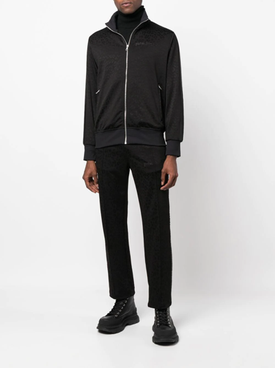 Palm Angels Tuxedo Leopard Tech Jersey Track Pants In Black