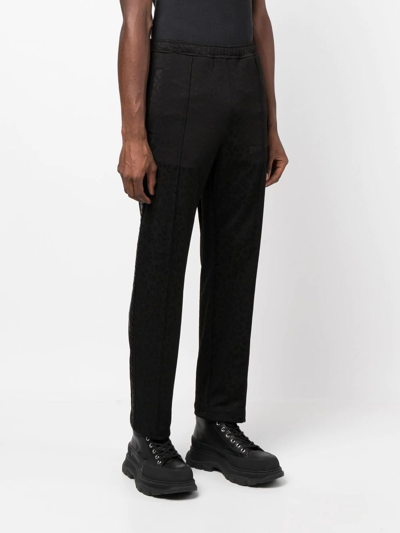 Palm Angels Tuxedo Leopard Tech Jersey Track Pants In Black