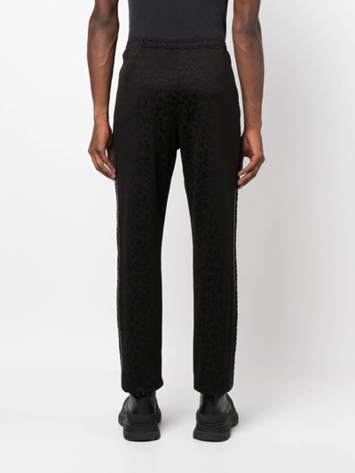 Palm Angels Tuxedo Leopard Tech Jersey Track Pants In Black