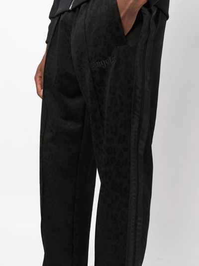 Palm Angels Tuxedo Leopard Tech Jersey Track Pants In Black
