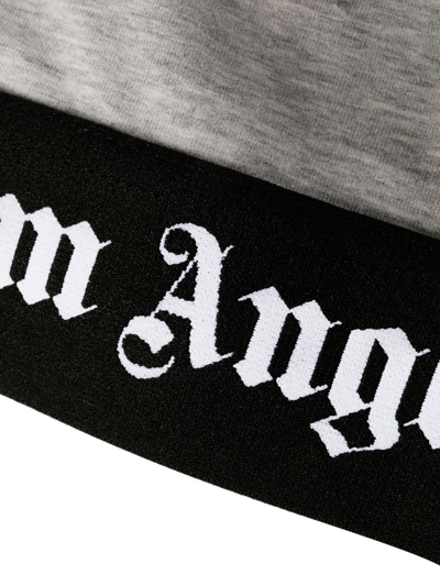Shop Palm Angels Logo-trim Sports Bra In Grey