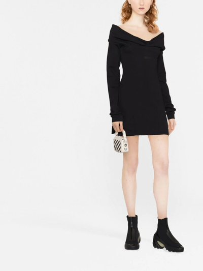 Gcds Off-shoulder Mini Dress In Black