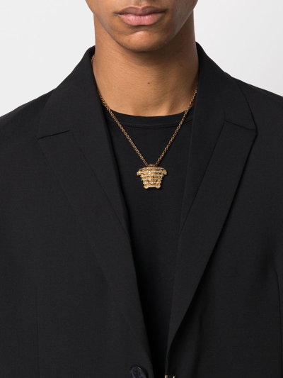 Shop Versace Crystal-embellished Necklace In Gold