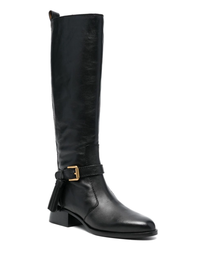 Shop See By Chloé Lory Knee-high Leather Boots In Black
