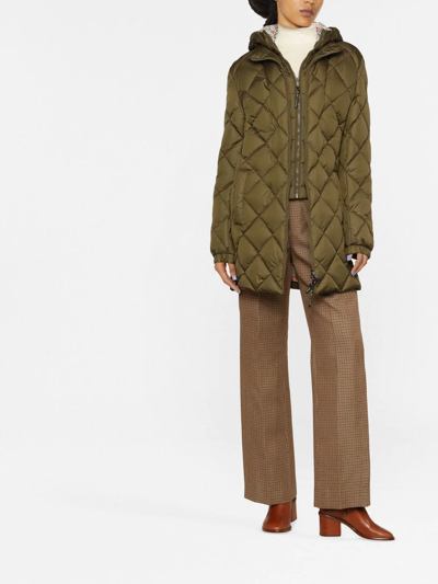 Shop Etro Diamond Quilted Parka In Green