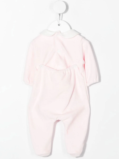 Shop Little Bear Slogan Embroidered Pouch-back Bodysuit In Pink