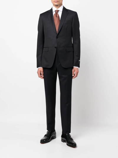 Zegna Micro Striped Trecapi Tailored Fit Long Sleeve Shirt In White