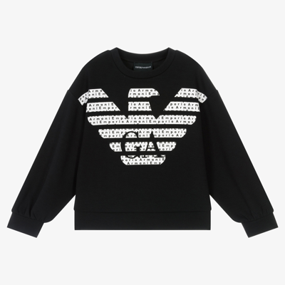 Shop Emporio Armani Girls Black Logo Sweatshirt