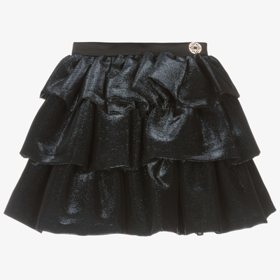 Shop Elie Saab Girls Blue Glittery Skirt