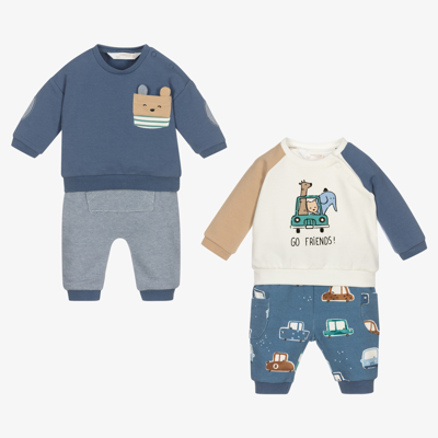 Shop Mayoral Newborn Baby Boys Trouser Set (2 Pack) In Blue