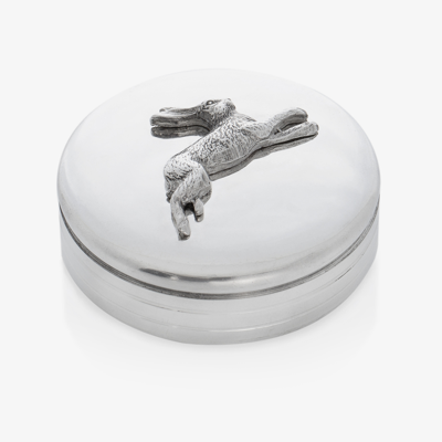 Shop English Trousseau Dashing Hare Pewter Keepsake Box In Silver