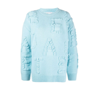 Shop Bottega Veneta Blue Embossed Letter Sweater
