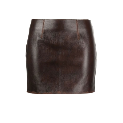 Shop 16arlington Brown Haile Leather Mini Skirt In Cognacchocolate Brown