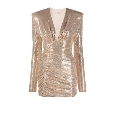 Shop Alexandre Vauthier Ruched Mini Dress - Women's - Polyamide/elastane/polyester/polyesterelastane In Gold