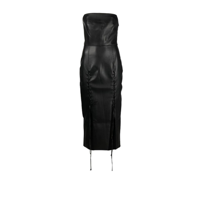 Shop Aleksandre Akhalkatsishvili Lace-up Faux Leather Dress - Women's - Polyester/polyurethane/cotton In Black
