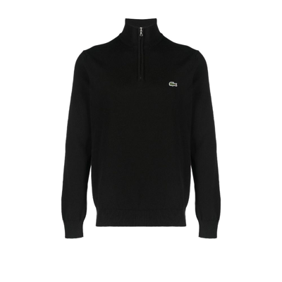 Shop Lacoste Black Logo Patch Zipped Sweatshirt