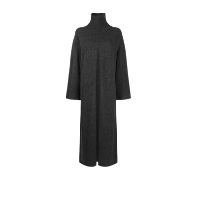 Shop Joseph Grey Viviane Wool Dress In 0210 Dark Grey